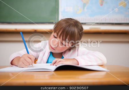 To use this stock image in your creative project, please select the size you need over to the right and click the "Add to Cart" button.
Your downloaded image will come with the Cutcaster watermark removed so don’t worry about the watermark you see on this page. Focused girl writing stock photo, Focused girl writing in a classroom by Wavebreak Media