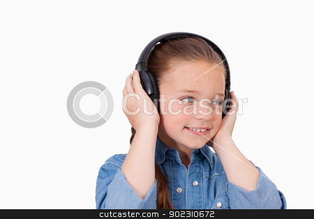 To use this stock image in your creative project, please select the size you need over to the right and click the "Add to Cart" button.
Your downloaded image will come with the Cutcaster watermark removed so don’t worry about the watermark you see on this page. Smiling girl listening to music stock photo, Smiling girl listening to music against a white background by Wavebreak Media