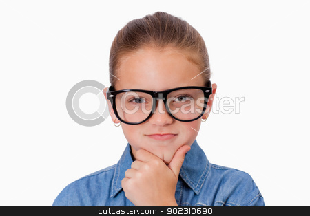 To use this stock image in your creative project, please select the size you need over to the right and click the "Add to Cart" button.
Your downloaded image will come with the Cutcaster watermark removed so don’t worry about the watermark you see on this page. Girl thinking with her hand on her chin stock photo, Girl thinking with her hand on her chin against a white background by Wavebreak Media