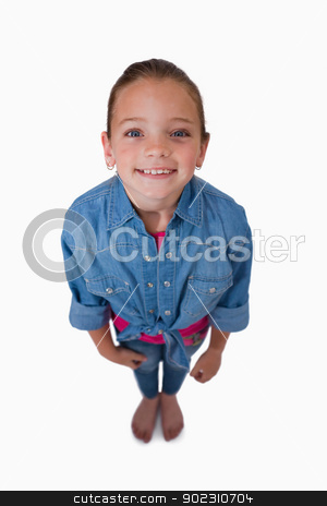 To use this stock image in your creative project, please select the size you need over to the right and click the "Add to Cart" button.
Your downloaded image will come with the Cutcaster watermark removed so don’t worry about the watermark you see on this page. Portrait of a girl looking up stock photo, Portrait of a girl looking up against a white background by Wavebreak Media