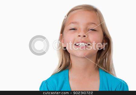 To use this stock image in your creative project, please select the size you need over to the right and click the "Add to Cart" button.
Your downloaded image will come with the Cutcaster watermark removed so don’t worry about the watermark you see on this page. Smiling girl posing stock photo, Smiling girl posing against a white background by Wavebreak Media