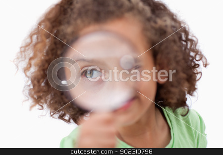 To use this stock image in your creative project, please select the size you need over to the right and click the "Add to Cart" button.
Your downloaded image will come with the Cutcaster watermark removed so don’t worry about the watermark you see on this page. Smiling girl looking through a magnifying glass stock photo, Smiling girl looking through a magnifying glass against a white background by Wavebreak Media