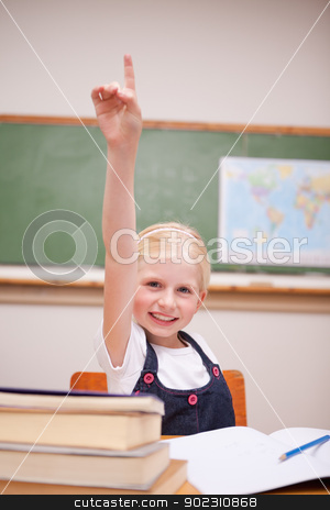 To use this stock image in your creative project, please select the size you need over to the right and click the "Add to Cart" button.
Your downloaded image will come with the Cutcaster watermark removed so don’t worry about the watermark you see on this page. Portrait of a girl raising her hand stock photo, Portrait of a girl raising her hand in a classroom by Wavebreak Media