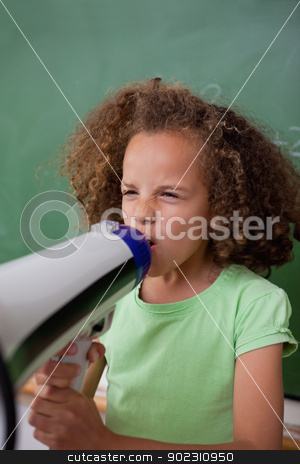 To use this stock image in your creative project, please select the size you need over to the right and click the "Add to Cart" button.
Your downloaded image will come with the Cutcaster watermark removed so don’t worry about the watermark you see on this page. Portrait of a schoolgirl screaming through a megaphone stock photo, Portrait of a schoolgirl screaming through a megaphone in a classroom by Wavebreak Media