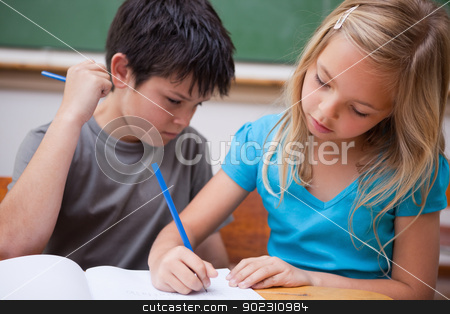 To use this stock image in your creative project, please select the size you need over to the right and click the "Add to Cart" button.
Your downloaded image will come with the Cutcaster watermark removed so don’t worry about the watermark you see on this page. Focused pupils working together stock photo, Focused pupils working together in a classroom by Wavebreak Media