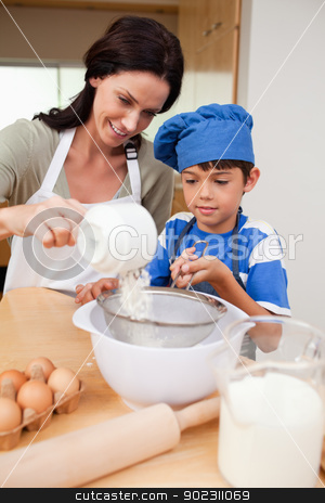 To use this stock image in your creative project, please select the size you need over to the right and click the "Add to Cart" button.
Your downloaded image will come with the Cutcaster watermark removed so don’t worry about the watermark you see on this page. Mother and son preparing dough stock photo, Mother and son preparing dough together by Wavebreak Media
