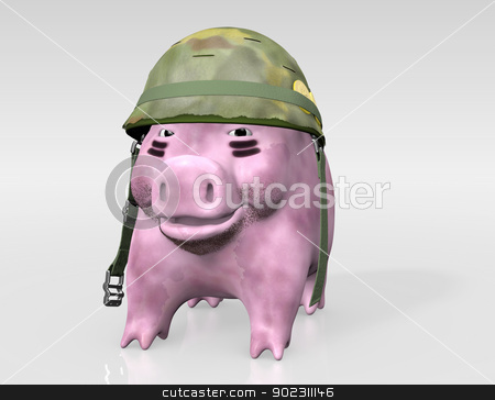 To use this stock image in your creative project, please select the size you need over to the right and click the "Add to Cart" button.
Your downloaded image will come with the Cutcaster watermark removed so don’t worry about the watermark you see on this page. pink piggy is ready to war stock photo, a closeup of a dirty pink piggy bank with a unfastened mimetic helmet on his head and some short beard that is looking the camera with a sly expression by Francesco De Paoli