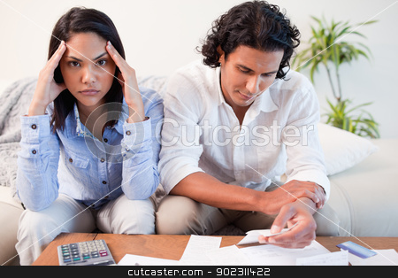 To use this stock image in your creative project, please select the size you need over to the right and click the "Add to Cart" button.
Your downloaded image will come with the Cutcaster watermark removed so don’t worry about the watermark you see on this page. Couple just found out they are broke stock photo, Young couple just found out they are broke by Wavebreak Media