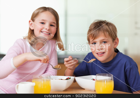 To use this stock image in your creative project, please select the size you need over to the right and click the "Add to Cart" button.
Your downloaded image will come with the Cutcaster watermark removed so don’t worry about the watermark you see on this page. Children having breakfast stock photo, Children having breakfast in a kitchen by Wavebreak Media