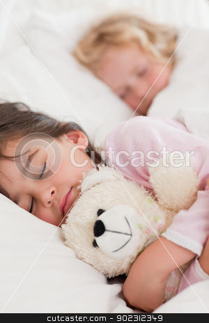 To use this stock image in your creative project, please select the size you need over to the right and click the "Add to Cart" button.
Your downloaded image will come with the Cutcaster watermark removed so don’t worry about the watermark you see on this page. Portrait of calm children sleeping stock photo, Portrait of calm children sleeping in a bedroom by Wavebreak Media