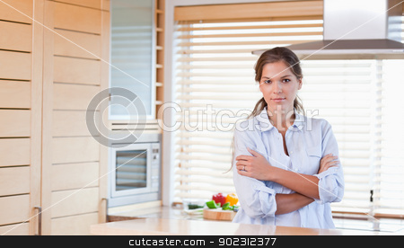 To use this stock image in your creative project, please select the size you need over to the right and click the "Add to Cart" button.
Your downloaded image will come with the Cutcaster watermark removed so don’t worry about the watermark you see on this page. Woman standing up stock photo, Woman standing up in a kitchen by Wavebreak Media