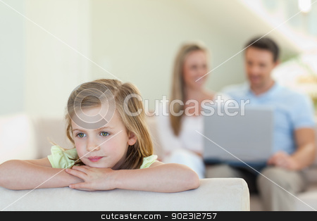 To use this stock image in your creative project, please select the size you need over to the right and click the "Add to Cart" button.
Your downloaded image will come with the Cutcaster watermark removed so don’t worry about the watermark you see on this page. Thoughtful girl with parents behind her stock photo, Thoughtful girl with her parents behind her by Wavebreak Media