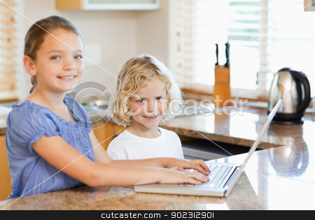 To use this stock image in your creative project, please select the size you need over to the right and click the "Add to Cart" button.
Your downloaded image will come with the Cutcaster watermark removed so don’t worry about the watermark you see on this page. Smiling siblings on the laptop in the kitchen stock photo, Smiling siblings together on the laptop in the kitchen by Wavebreak Media