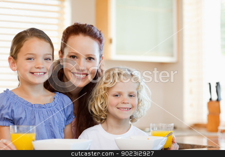 To use this stock image in your creative project, please select the size you need over to the right and click the "Add to Cart" button.
Your downloaded image will come with the Cutcaster watermark removed so don’t worry about the watermark you see on this page. Smiling mother with her children in the kitchen stock photo, Smiling mother together with her children in the kitchen by Wavebreak Media