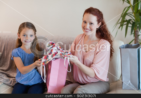 To use this stock image in your creative project, please select the size you need over to the right and click the "Add to Cart" button.
Your downloaded image will come with the Cutcaster watermark removed so don’t worry about the watermark you see on this page. Mother and daughter with shopping stock photo, Mother and daughter with their shopping by Wavebreak Media