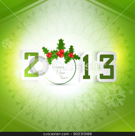 To use this stock image in your creative project, please select the size you need over to the right and click the "Add to Cart" button.
Your downloaded image will come with the Cutcaster watermark removed so don’t worry about the watermark you see on this page. New year stylish 2013 green colorful fantastic vector stock vector clipart, New year stylish 2013 green colorful fantastic vector by bharat pandey