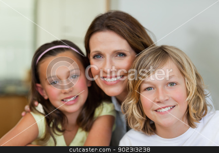 To use this stock image in your creative project, please select the size you need over to the right and click the "Add to Cart" button.
Your downloaded image will come with the Cutcaster watermark removed so don’t worry about the watermark you see on this page. Smiling mother with children stock photo, Smiling mother with her children by Wavebreak Media