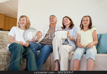 To use this stock image in your creative project, please select the size you need over to the right and click the "Add to Cart" button.
Your downloaded image will come with the Cutcaster watermark removed so don’t worry about the watermark you see on this page. Family on the couch watching tv stock photo, Family on the couch watching tv together by Wavebreak Media