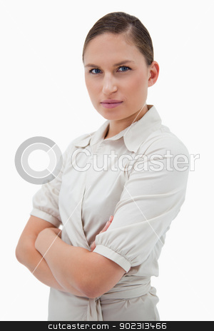 To use this stock image in your creative project, please select the size you need over to the right and click the "Add to Cart" button.
Your downloaded image will come with the Cutcaster watermark removed so don’t worry about the watermark you see on this page. Portrait of a young businesswoman with the arms crossed stock photo, Portrait of a young businesswoman with the arms crossed against a white background by Wavebreak Media