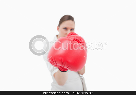To use this stock image in your creative project, please select the size you need over to the right and click the "Add to Cart" button.
Your downloaded image will come with the Cutcaster watermark removed so don’t worry about the watermark you see on this page. Serious businesswoman boxing stock photo, Serious businesswoman boxing against a white background by Wavebreak Media