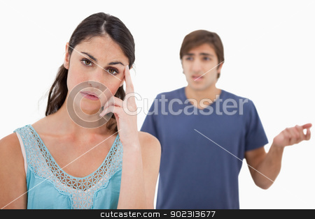 To use this stock image in your creative project, please select the size you need over to the right and click the "Add to Cart" button.
Your downloaded image will come with the Cutcaster watermark removed so don’t worry about the watermark you see on this page. Woman mad at her fiance stock photo, Woman mad at her fiance against a white background by Wavebreak Media