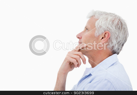 To use this stock image in your creative project, please select the size you need over to the right and click the "Add to Cart" button.
Your downloaded image will come with the Cutcaster watermark removed so don’t worry about the watermark you see on this page. Side view of a man thinking stock photo, Side view of a man thinking against a white background by Wavebreak Media