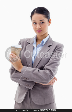 To use this stock image in your creative project, please select the size you need over to the right and click the "Add to Cart" button.
Your downloaded image will come with the Cutcaster watermark removed so don’t worry about the watermark you see on this page. Portrait of a young businesswoman holding a takeaway tea stock photo, Portrait of a young businesswoman holding a takeaway tea against a white background by Wavebreak Media