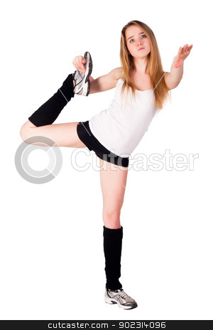 To use this stock image in your creative project, please select the size you need over to the right and click the "Add to Cart" button.
Your downloaded image will come with the Cutcaster watermark removed so don’t worry about the watermark you see on this page. fitness woman making balance exercise stock photo, Young cute woman in sportswear show athletic skill. Isolated over white by Aikon