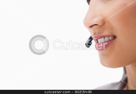To use this stock image in your creative project, please select the size you need over to the right and click the "Add to Cart" button.
Your downloaded image will come with the Cutcaster watermark removed so don’t worry about the watermark you see on this page. Side view of talking mouth of female call center agent stock photo, Side view of talking mouth of female call center agent against a white background by Wavebreak Media
