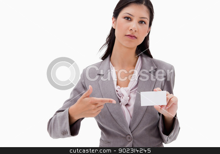 To use this stock image in your creative project, please select the size you need over to the right and click the "Add to Cart" button.
Your downloaded image will come with the Cutcaster watermark removed so don’t worry about the watermark you see on this page. Businesswoman pointing at name badge stock photo, Businesswoman pointing at name badge against a white background by Wavebreak Media