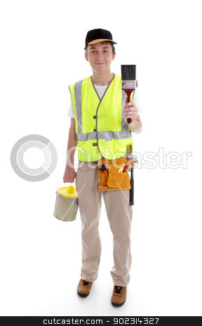 To use this stock image in your creative project, please select the size you need over to the right and click the "Add to Cart" button.
Your downloaded image will come with the Cutcaster watermark removed so don’t worry about the watermark you see on this page. Handyman or painter ready for work stock photo, Handyman or painter ready for work. White background. by Leah-Anne Thompson