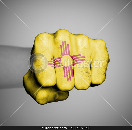 To use this stock image in your creative project, please select the size you need over to the right and click the "Add to Cart" button.
Your downloaded image will come with the Cutcaster watermark removed so don’t worry about the watermark you see on this page. United states, fist with the flag of New Mexico stock photo, United states, fist with the flag of a state, New Mexico by michaklootwijk