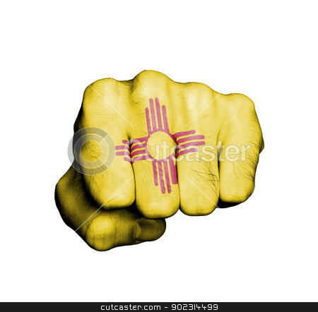 To use this stock image in your creative project, please select the size you need over to the right and click the "Add to Cart" button.
Your downloaded image will come with the Cutcaster watermark removed so don’t worry about the watermark you see on this page. United states, fist with the flag of New Mexico stock photo, United states, fist with the flag of a state, New Mexico by michaklootwijk