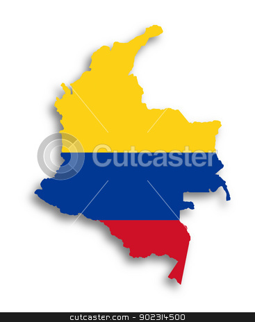 To use this stock image in your creative project, please select the size you need over to the right and click the "Add to Cart" button.
Your downloaded image will come with the Cutcaster watermark removed so don’t worry about the watermark you see on this page. Map of Colombia filled with flag stock photo, Map of Colombia filled with flag, isolated by michaklootwijk