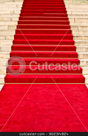 To use this stock image in your creative project, please select the size you need over to the right and click the "Add to Cart" button.
Your downloaded image will come with the Cutcaster watermark removed so don’t worry about the watermark you see on this page. Red carpet stock photo, red carpet leading up the stairs by Juliane Jacobs