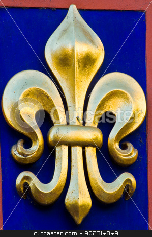 To use this stock image in your creative project, please select the size you need over to the right and click the "Add to Cart" button.
Your downloaded image will come with the Cutcaster watermark removed so don’t worry about the watermark you see on this page. Fleur de lis stock photo, close up of a golden fleur de lis by Juliane Jacobs