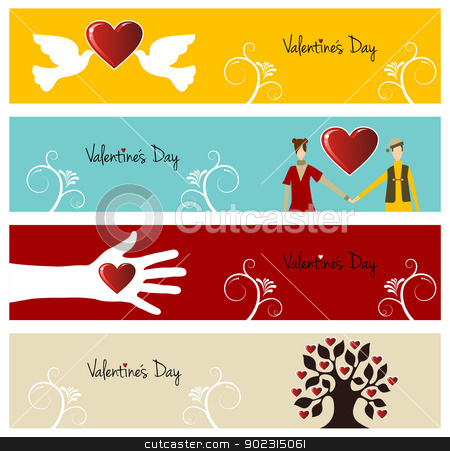 To use this stock image in your creative project, please select the size you need over to the right and click the "Add to Cart" button.
Your downloaded image will come with the Cutcaster watermark removed so don’t worry about the watermark you see on this page. Valentine love banner set stock vector clipart, Valentine day greeting card banner set background. Vector illustration layered for easy manipulation and custom coloring. by Cienpies Design