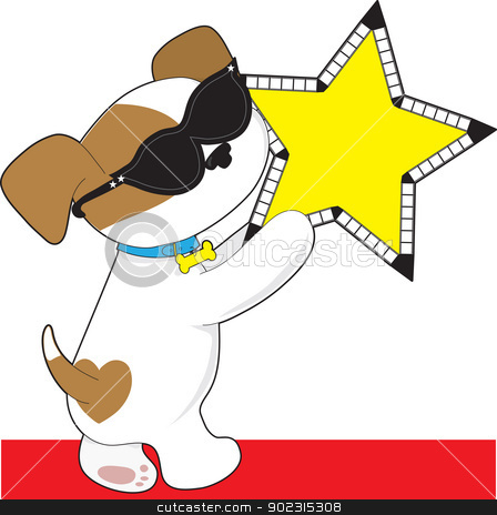 To use this stock image in your creative project, please select the size you need over to the right and click the "Add to Cart" button.
Your downloaded image will come with the Cutcaster watermark removed so don’t worry about the watermark you see on this page. Cute Puppy Star stock vector clipart, A cute puppy wearing sunglasses appears to love Hollywood, as it holds a cinema star. by Maria Bell