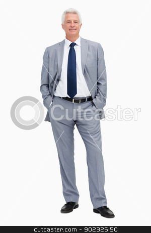 To use this stock image in your creative project, please select the size you need over to the right and click the "Add to Cart" button.
Your downloaded image will come with the Cutcaster watermark removed so don’t worry about the watermark you see on this page. Portrait of a man in a suit with hands in the pockets stock photo, Portrait of a man in a suit with hands in the pockets against white babckground by Wavebreak Media