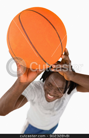 To use this stock image in your creative project, please select the size you need over to the right and click the "Add to Cart" button.
Your downloaded image will come with the Cutcaster watermark removed so don’t worry about the watermark you see on this page. High angle view of smiling basketball player stock photo, High angle view of smiling basketball player against a white background by Wavebreak Media