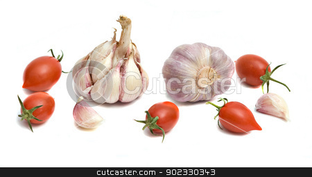To use this stock image in your creative project, please select the size you need over to the right and click the "Add to Cart" button.
Your downloaded image will come with the Cutcaster watermark removed so don’t worry about the watermark you see on this page. Tomatoes and garlic isolated on white bakground stock photo, Tomatoes and garlic isolated on white bakground by vaeenma