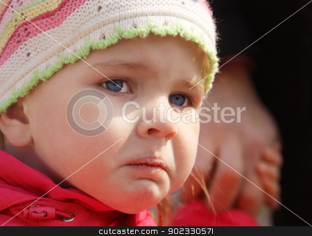 To use this stock image in your creative project, please select the size you need over to the right and click the "Add to Cart" button.
Your downloaded image will come with the Cutcaster watermark removed so don’t worry about the watermark you see on this page. Offended girl closeup stock photo, Little pretty offended girl closeup on a walk with Dad by Olga Altunina