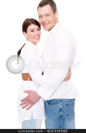 To use this stock image in your creative project, please select the size you need over to the right and click the "Add to Cart" button.
Your downloaded image will come with the Cutcaster watermark removed so don’t worry about the watermark you see on this page. Young couple stock photo, Young and happy couple in front of white background by Picturehunter