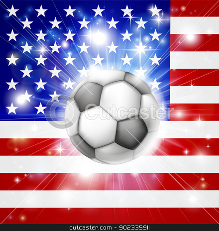 To use this stock image in your creative project, please select the size you need over to the right and click the "Add to Cart" button.
Your downloaded image will come with the Cutcaster watermark removed so don’t worry about the watermark you see on this page. USA soccer flag stock vector clipart, Flag of USA soccer background with pyrotechnic or light burst and soccer football ball in the centre
by Christos Georghiou
