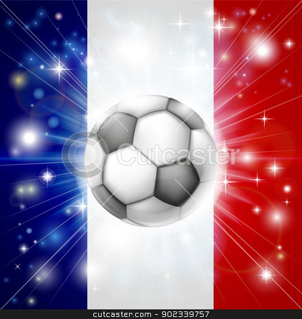 To use this stock image in your creative project, please select the size you need over to the right and click the "Add to Cart" button.
Your downloaded image will come with the Cutcaster watermark removed so don’t worry about the watermark you see on this page. France soccer flag stock vector clipart, Flag of France soccer background with pyrotechnic or light burst and soccer football ball in the centre
by Christos Georghiou