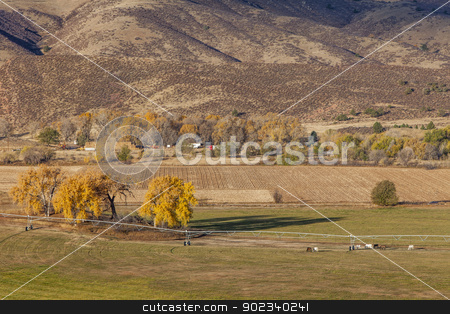 To use this stock image in your creative project, please select the size you need over to the right and click the "Add to Cart" button.
Your downloaded image will come with the Cutcaster watermark removed so don’t worry about the watermark you see on this page. farmland at Colorado foothills stock photo, farmland at foothills of Rocky Mountains at Belvue near Fort Collins, Colorado; fall scenery at sunrise by Marek Uliasz