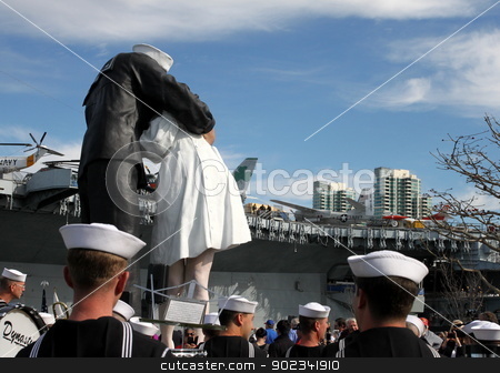 To use this stock image in your creative project, please select the size you need over to the right and click the "Add to Cart" button.
Your downloaded image will come with the Cutcaster watermark removed so don’t worry about the watermark you see on this page. San Diego WWII Kiss Statue Ceremony stock photo, San Diego, CA - FEBRUARY 16 : WWII 'Kiss' statue returns February 16, 2013 in San Diego, CA. by Henrik Lehnerer