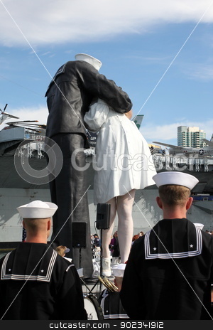 To use this stock image in your creative project, please select the size you need over to the right and click the "Add to Cart" button.
Your downloaded image will come with the Cutcaster watermark removed so don’t worry about the watermark you see on this page. San Diego WWII Kiss Statue Ceremony stock photo, San Diego, CA - FEBRUARY 16 : WWII 'Kiss' statue returns February 16, 2013 in San Diego, CA. by Henrik Lehnerer