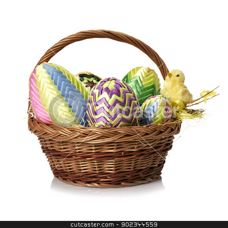 To use this stock image in your creative project, please select the size you need over to the right and click the "Add to Cart" button.
Your downloaded image will come with the Cutcaster watermark removed so don’t worry about the watermark you see on this page. Easter eggs in wicker basket stock photo, Easter eggs in wicker basket on white background. by Filip Warulik