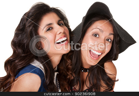 To use this stock image in your creative project, please select the size you need over to the right and click the "Add to Cart" button.
Your downloaded image will come with the Cutcaster watermark removed so don’t worry about the watermark you see on this page. Laughing Sisters stock photo, Laughing Hispanic sisters over isolated white background by Scott Griessel